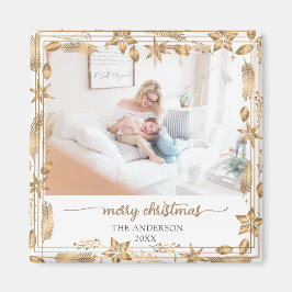 Frohe Weihnachten Gold Arch Elegantes Foto Magnet