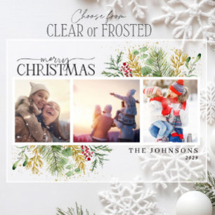 Frohe Weihnachten Gold Botanischer Foto Urlaub Acryleinladungen