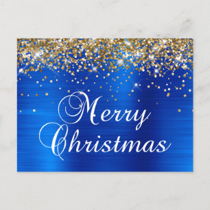 Frohe Weihnachten Gold Glitter königsblau Folie