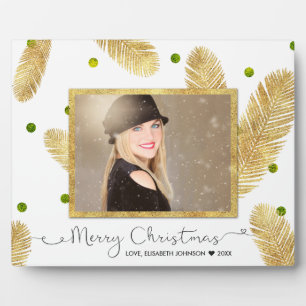 Frohe Weihnachten Gold Glitzer Script - Foto Plaqu Fotoplatte