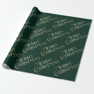 Frohe Weihnachten Gold & Green Embossed Gradient 3 Geschenkpapier
