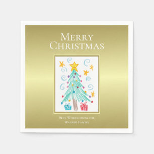 Frohe Weihnachten Gold. Kunst Ihres Kindes Familie Serviette