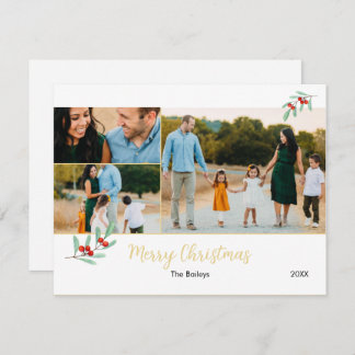 Frohe Weihnachten Gold Mistletoe 3 Foto Collage