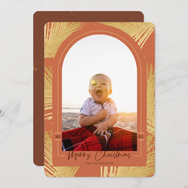 Frohe Weihnachten Gold Palm Rust Beach Foto (Vorne/Hinten)