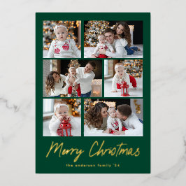 Frohe Weihnachten Gold Script 6 Foto Collage Folien Feiertagskarte