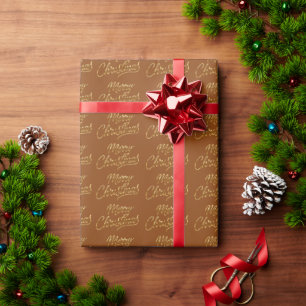 Frohe Weihnachten Gold Script Holiday Pattern Geschenkpapier