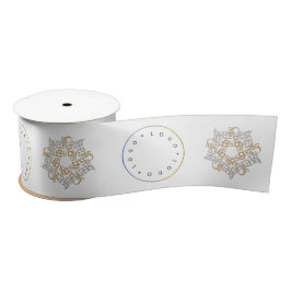 Frohe Weihnachten Gold & Silver Star & Round Logo Satinband