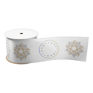 Frohe Weihnachten Gold & Silver Star & Round Logo Satinband
