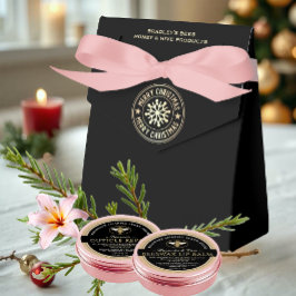 Frohe Weihnachten Gold Snowflake auf schwarzen Api Geschenkschachtel