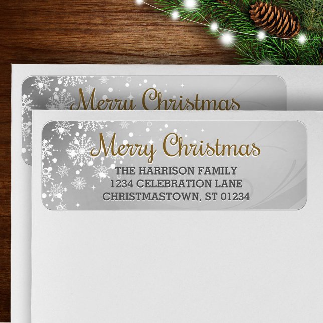 Frohe Weihnachten (Gold) Snowfrosted Label (Von Creator hochgeladen)