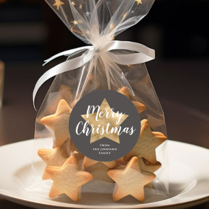 Frohe Weihnachten Gold Star Braun Runder Aufkleber