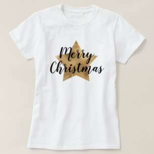 Frohe Weihnachten Gold Star T-Shirt