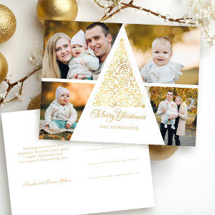 Frohe Weihnachten Gold Swirl Tree 4 Foto Collage