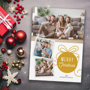 Frohe Weihnachten Gold Tree Ornament 3 Fotos