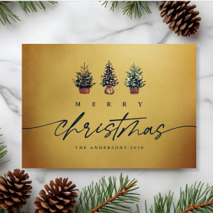 Frohe Weihnachten Gold Wasserfarben Baum Grüne Sch