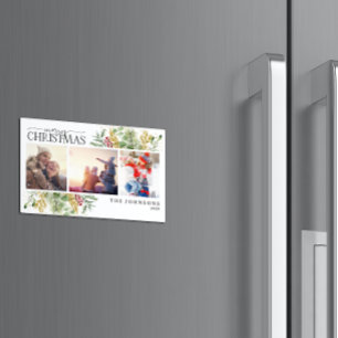 Frohe Weihnachten Gold Winter Foto Holiday Magnet