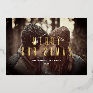 Frohe Weihnachten. Goldeinfaches minimalistisches Folien Feiertagskarte