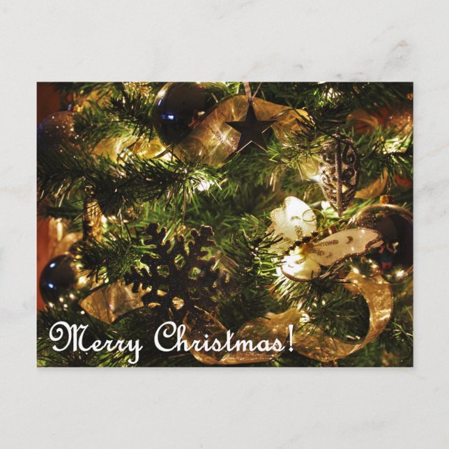 Frohe Weihnachten Golden Butterfly Postkarte (Vorderseite)