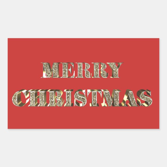 Frohe Weihnachten Golden Glitzer Typografie Red Go Rechteckiger Aufkleber (Vorderseite)