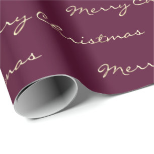 Frohe Weihnachten Golden Holidays Berry Marsala Geschenkpapier