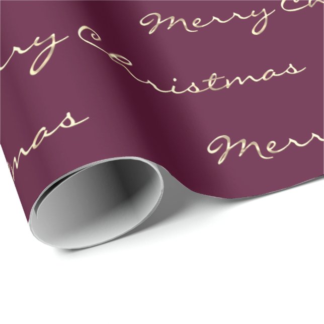 Frohe Weihnachten Golden Holidays Berry Marsala Geschenkpapier (Rolleneckpunkt)