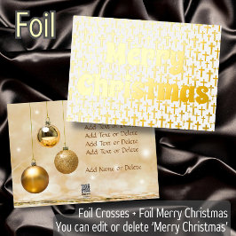Frohe Weihnachten golden Jesus kreuzen elegantes R Folien Feiertagskarte