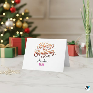 Frohe Weihnachten Golden mit Namen und Jahr in Sch