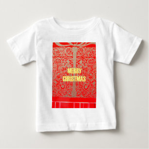 Frohe Weihnachten Golden Red Snow Herzen Baby T-shirt