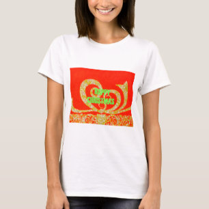 Frohe Weihnachten Golden Red Snowflex.jpg T-Shirt