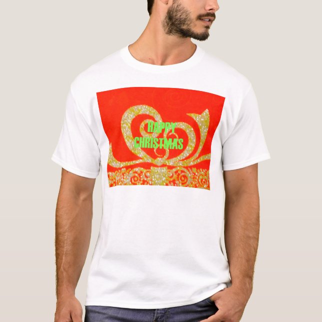 Frohe Weihnachten Golden Red Snowflex.jpg T-Shirt (Vorderseite)