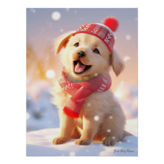 Frohe Weihnachten, Golden Retriever Dog 01 - Happy Poster