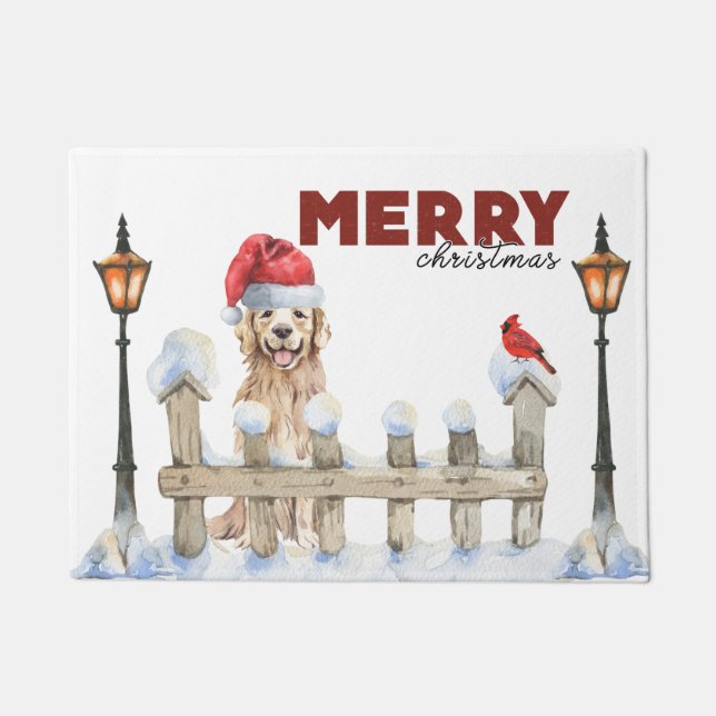 Frohe Weihnachten Golden Retriever Fußmatte (Vorderseite)