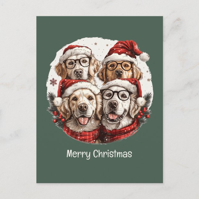 Frohe Weihnachten Golden Retriever Hunde (Vorderseite)