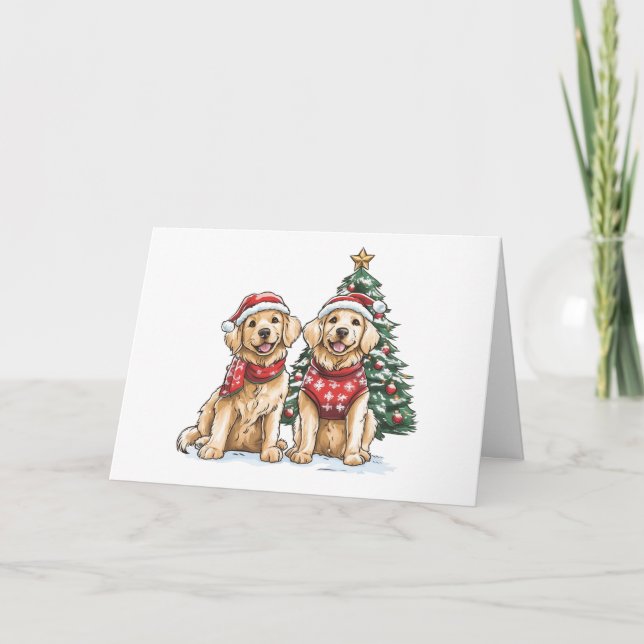 Frohe Weihnachten Golden Retriever Hunde (Vorderseite)