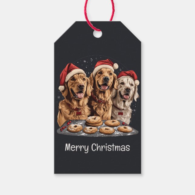 Frohe Weihnachten Golden Retriever Hunde Backen Geschenkanhänger (Vorderseite)