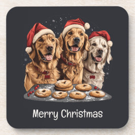 Frohe Weihnachten Golden Retriever Hunde Backen Getränkeuntersetzer