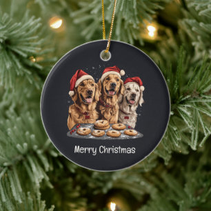 Frohe Weihnachten Golden Retriever Hunde Backen Keramik Ornament