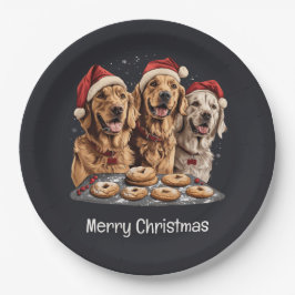 Frohe Weihnachten Golden Retriever Hunde Backen Pappteller
