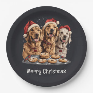 Frohe Weihnachten Golden Retriever Hunde Backen Pappteller