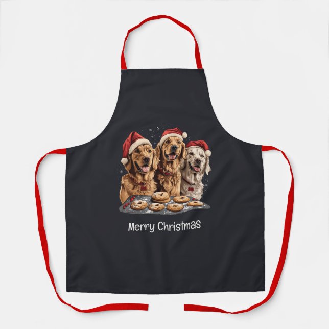Frohe Weihnachten Golden Retriever Hunde Backen Schürze (Vorderseite)
