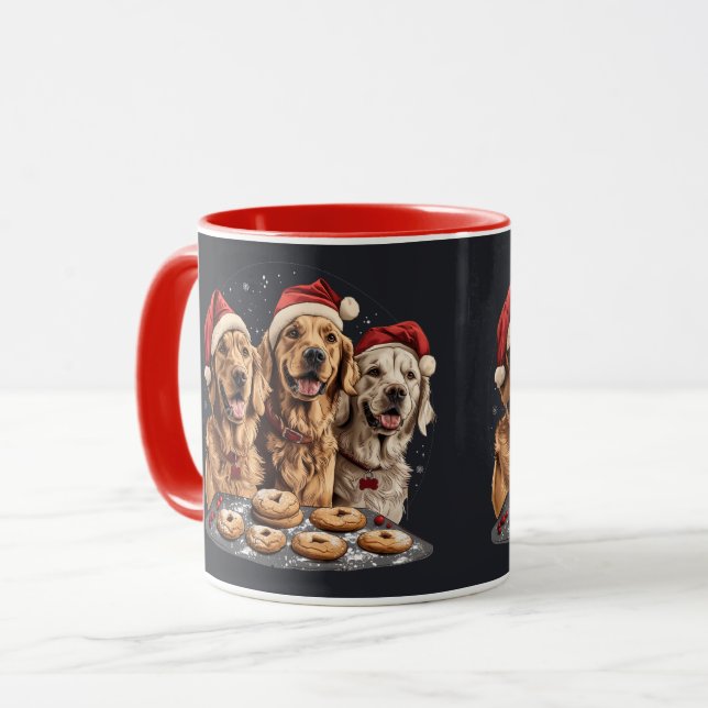 Frohe Weihnachten Golden Retriever Hunde Backen Tasse (Vorderseite Links)