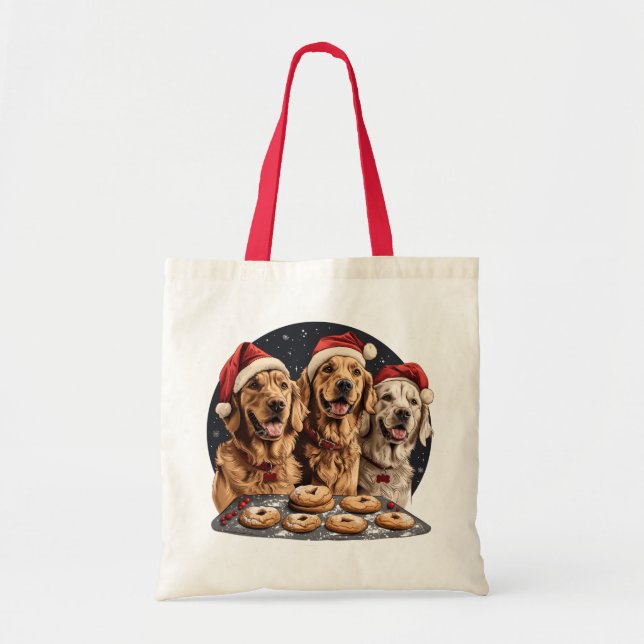 Frohe Weihnachten Golden Retriever Hunde Backen Tragetasche (Vorne)
