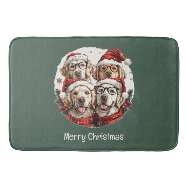 Frohe Weihnachten Golden Retriever Hunde Badematte (Vorderseite)