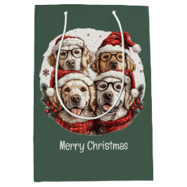 Frohe Weihnachten Golden Retriever Hunde Mittlere Geschenktüte