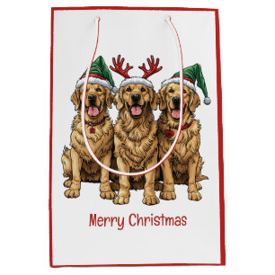 Frohe Weihnachten Golden Retriever Hunde Mittlere Geschenktüte