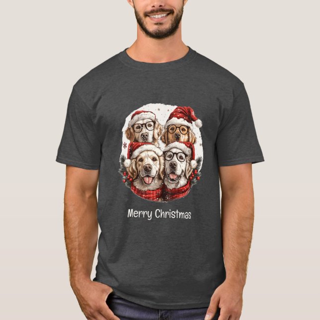 Frohe Weihnachten Golden Retriever Hunde T-Shirt (Vorderseite)