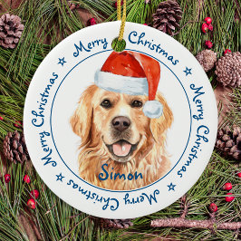 Frohe Weihnachten Golden Retriever Niedlich Santa Keramik Ornament