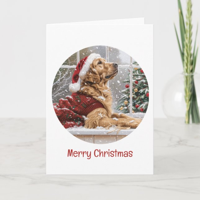 Frohe Weihnachten Golden Retriever Santa Dog (Vorderseite)