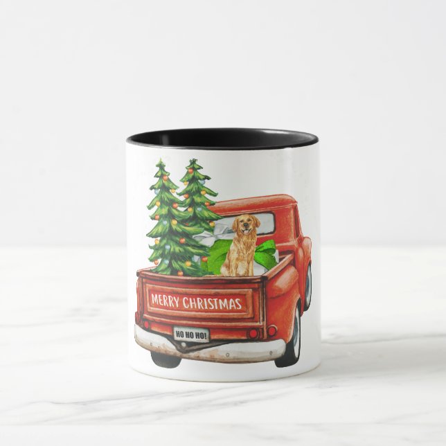 Frohe Weihnachten Golden Retriever Tasse (Zentrum)