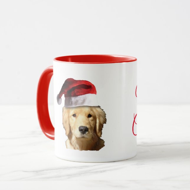 Frohe Weihnachten Golden Retriever Tasse (Vorderseite Links)